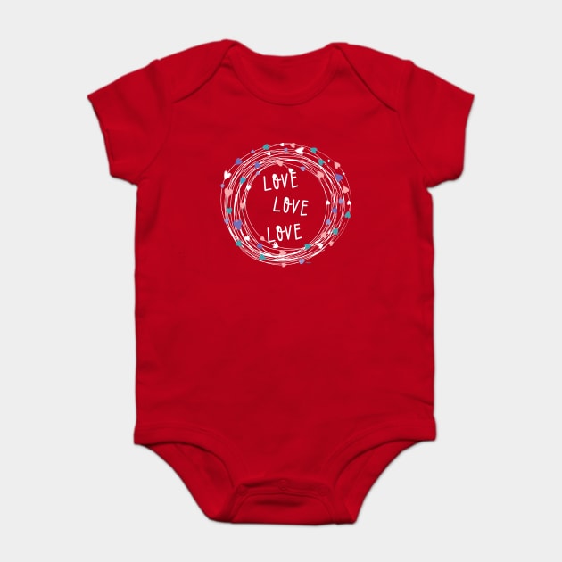 LOVE LOVE LOVE Valentine Baby Bodysuit by creative